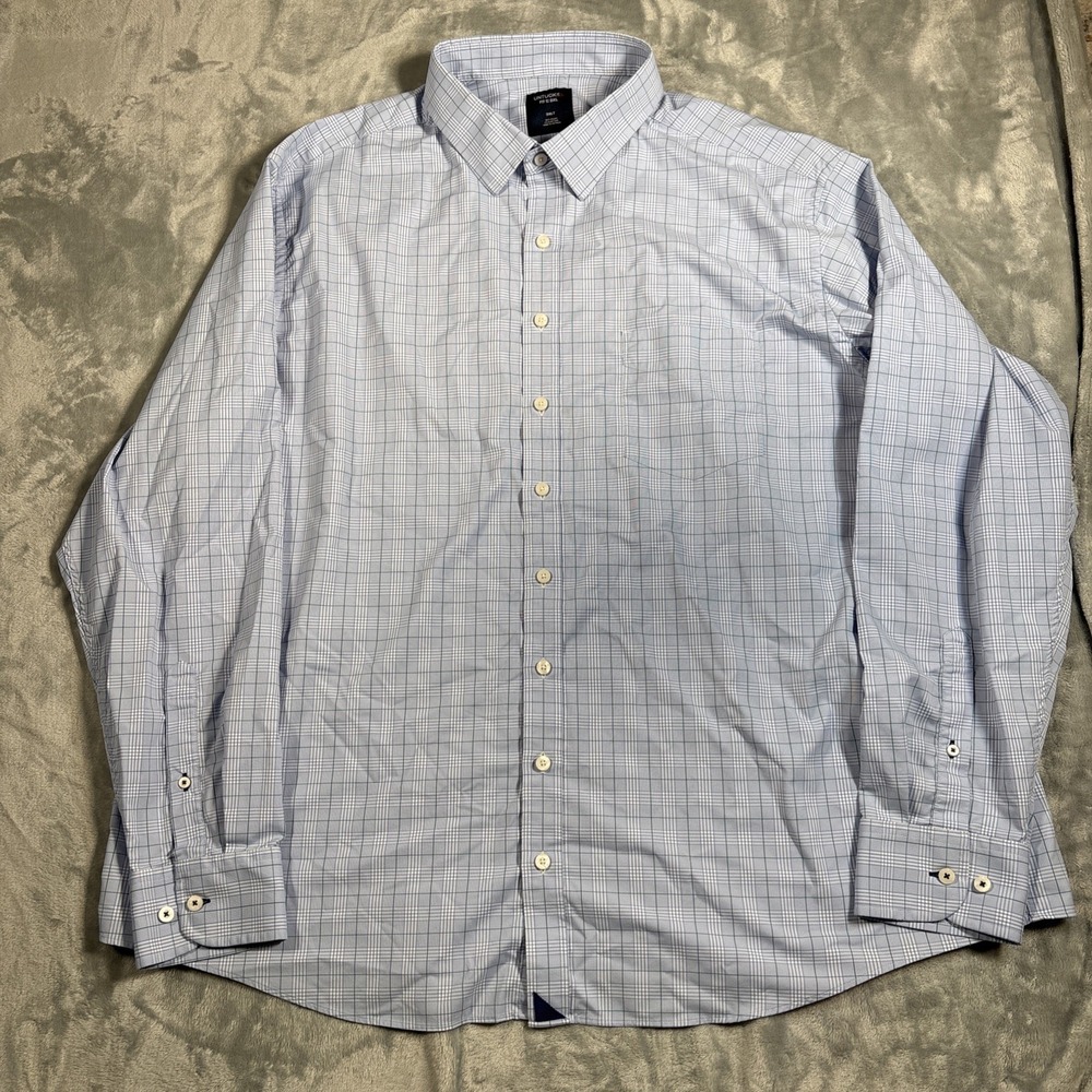 UNTUCKit Shirt Mens 3XLT Tall Blue Green Performance Fit By DXL Stretch - Picture 2 of 8